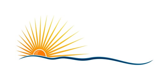 Sun and Blue Wave Symbol. 