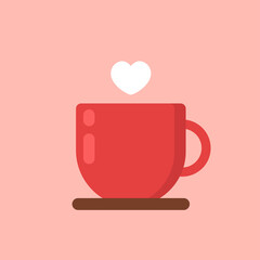 Coffee cup vector. free space for text. wallpaper. copy space. heart symbol.