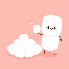 Naklejka premium Marshmallows character design. Pile of marshmallows.