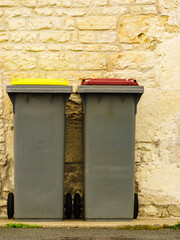 Garbage bin or trash can outdoors