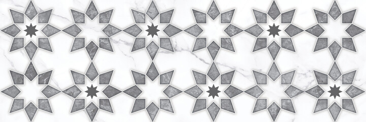 star pattern and white marble stone texture