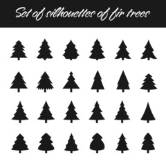 Obraz premium Set of silhouette fir trees