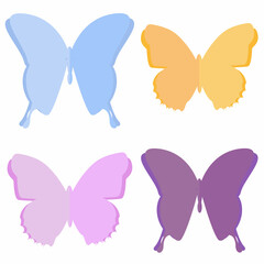 Set of beautiful exotic butterflies in cut paper style