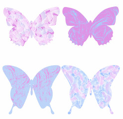 Set of beautiful exotic butterflies. abstraction