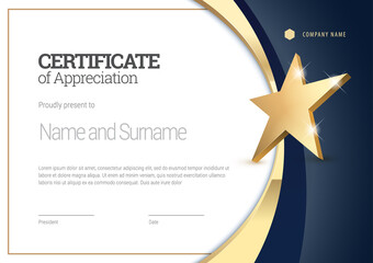 Certificate template. Diploma of modern design or gift certificate. - obrazy, fototapety, plakaty