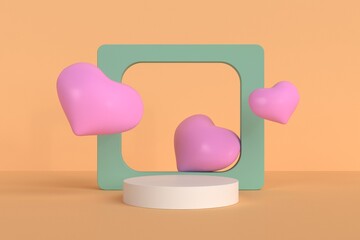 Abstract minimal scene,pastel color design for cosmetic or product display podium 3d render.	