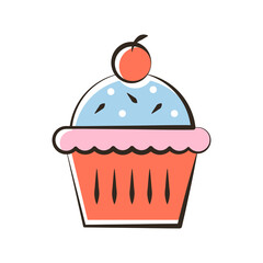 Cupcake vector Filled Outline Icon Design illustration. Food and Drink Symbol on White background EPS 10 File