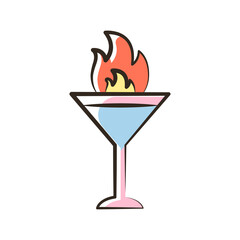 Flaming Drink vector Filled Outline Icon Design illustration. Food and Drink Symbol on White background EPS 10 File