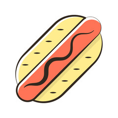 Hotdog Sandwich vector Filled Outline Icon Design illustration. Food and Drink Symbol on White background EPS 10 File