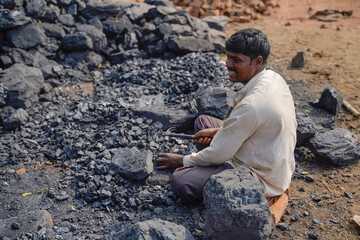 Indian Labor working at brick factory