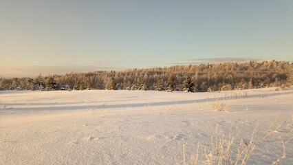 a huge snow field in the village