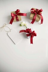 gift boxes and red ribbon with bow