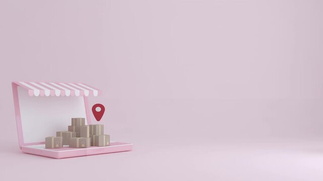 3D Online express delivery service concept, fast response delivery by  courier Pickup, Delivery, Online Shipping Services. 3d Rendering. 