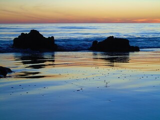 atardecer mar océano agua cielo rocas