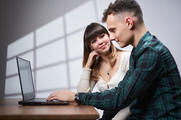 Business couple working from home