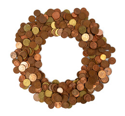 euro cent coins isolated on white background