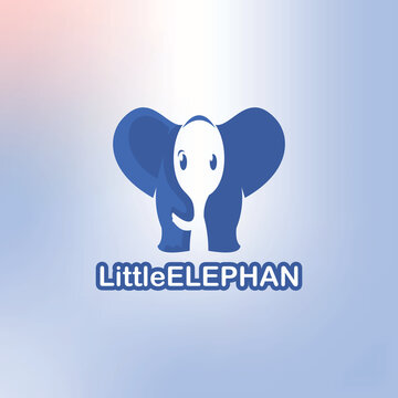 small funny elephant logo, silhouette of simple elephat vector illustrations