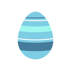 Vector cute easter blue striped egg. Colorful clipart.