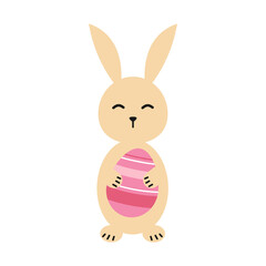Obraz premium Vector cute rabbit holding egg. Easter clipart.