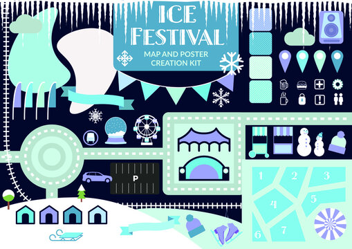 Ice Festival Event Map And Poster Creation Kit