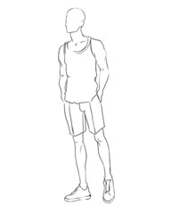 Fototapeta premium Sketch. stylish man showcasing street fashion