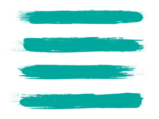 Turquoise brush stroke set isolated on background. Collection of trendy brush stroke vector for turquoise ink paint, grunge, dirt banner, watercolor design and dirty texture. Brush stroke vector