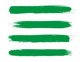 Obraz premium Green brush stroke set isolated on background. Collection of trendy brush stroke vector for green ink paint, grunge backdrop, dirt banner, watercolor design and dirty texture. Brush stroke vector 