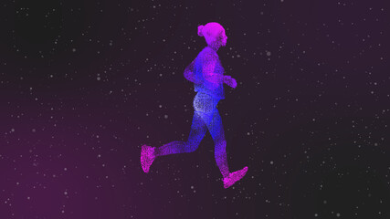 Obraz na płótnie Canvas 3d illustration of particles forming a futuristic runner.