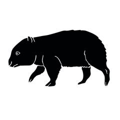 Vector hand drawn doodle sketch black wombat isolated on white background