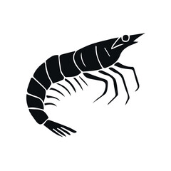 Vector hand drawn doodle sketch black shrimp isolated on white background