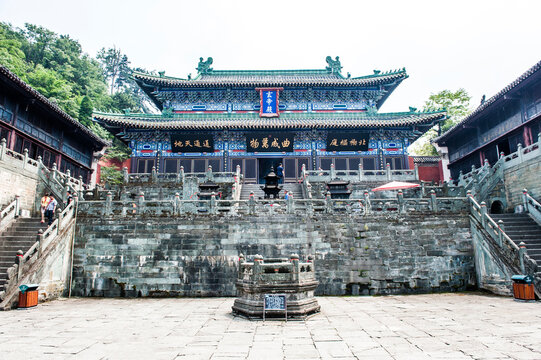 Wudang Mountain, Shiyan City, Hubei Province, May 27, 2011. Ancient Chinese Architecture: Close-up of Temple Architecture in Wudang Mountain
