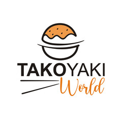 takoyaki world unique concept logo vector illustration
