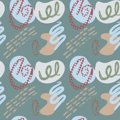 Seamless creative pattern of hand drawn abstract elements. Vector print for paper, wallpaper, and textile design
