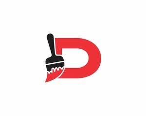Letter D With Paint Brush Logo Icon 001