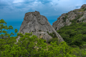 Summer mountain landscape: 681m Ilyas-Kaya and Sun Temple