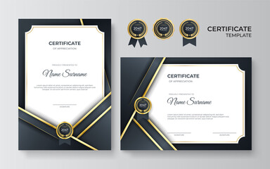 Elegant professional black gold certificate design template