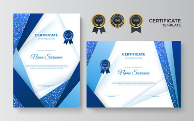 Modern employee blue certificate design template
