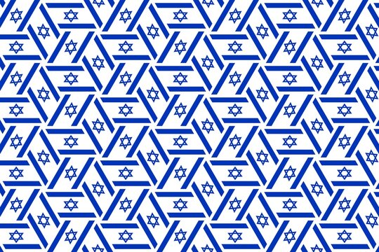 Geometric pattern in the colors of the national flag of Israel. The colors of Israel.