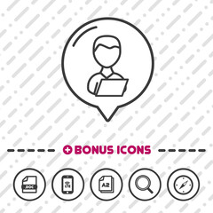 Man with Laptop Icon thin line Bonus Icons.