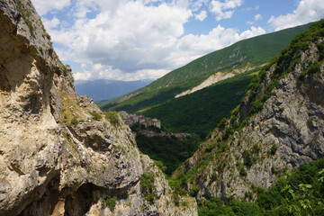 Road of Gole del Sagittario, famous canyon in Abruzzo