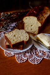 sliced bread on table