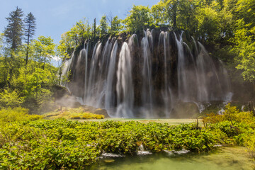 Veliki Prstavac waterfall in Plitvice Lakes National Park, Croatia