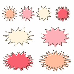 red pink explosion speech balloons splashes set