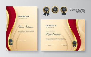 Premium professional red gold certificate design template