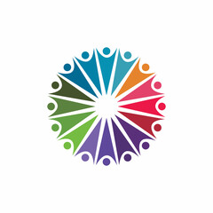 circle full color people community logo design