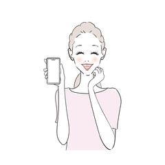スマホを持つ笑顔の女性