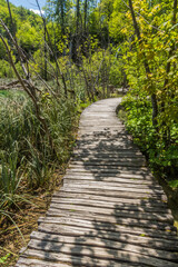 Fototapeta na wymiar Boardwalk in Plitvice Lakes National Park, Croatia