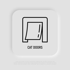 Door for pet thin line icon. Cat door. Modern vector illustration for pet shop.