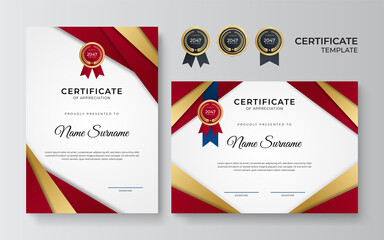 gradient elegant golden red certificate design template