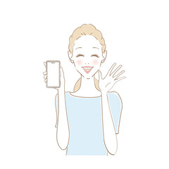 スマホを持つ笑顔の女性